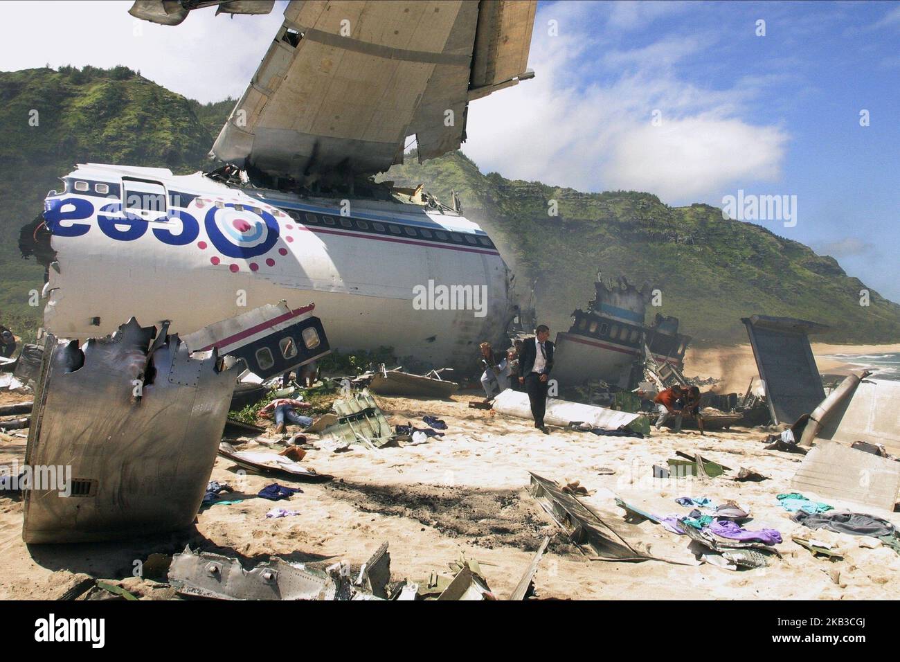 LOST: Season 1, abgestürzte Flugzeug auf der Insel Strand, 2004 Stockfoto