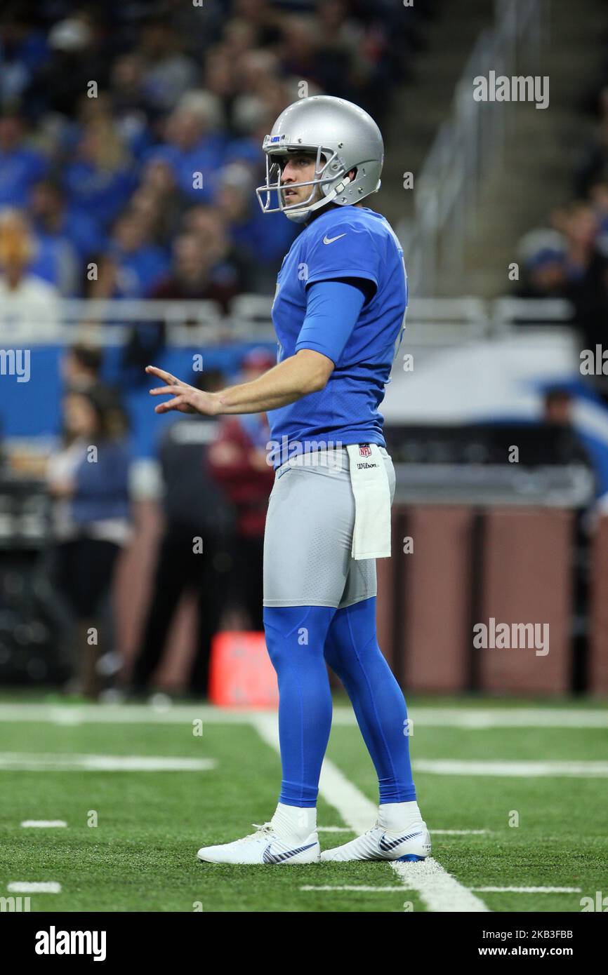 Detroit Lions-Spieler Sam Martin (6) macht sich bereit, während der zweiten Hälfte eines NFL-Fußballspiels gegen die Chicago Bears in Detroit, Michigan, USA, am Donnerstag, dem 22. November 2018, zu treten. (Foto von Amy Lemus/NurPhoto) Stockfoto