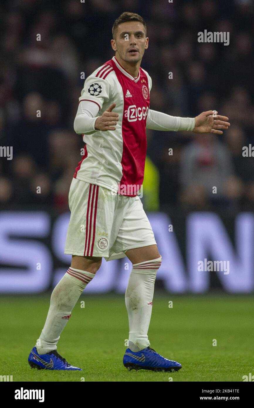 Dusan Tadic von Ajax, aufgenommen während des UEFA Champions League-Spiel der Gruppe E zwischen AFC Ajax Amsterdam und FC Bayern München in der Johan Cruyff Arena in Amsterdam, Niederlande am 12. Dezember 2018 (Foto: Andrew Surma/NurPhoto) Stockfoto