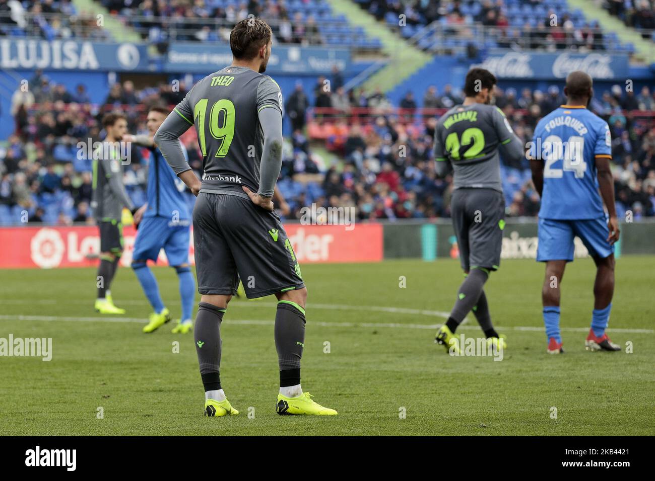 Theo Hernandez von Real Sociedad während des La Liga-Spiels zwischen Getafe CF und Real Sociedad im Coliseum Alfonso Perez in Getafe, Spanien. 15. Dezember 2018. (Foto von A. Ware/NurPhoto) Stockfoto