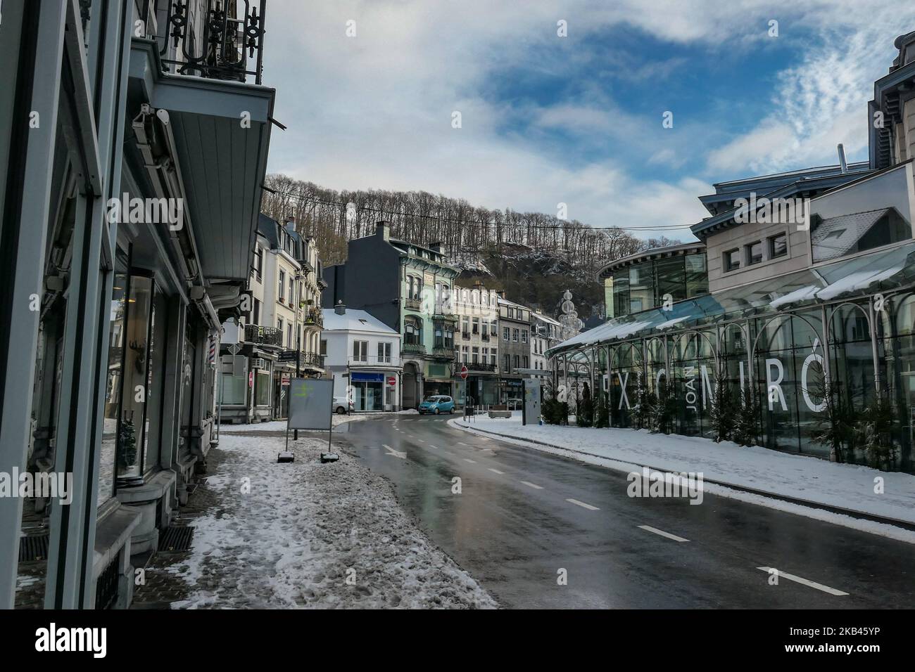 Die schneebedeckte Stadt Spa in Belgien am 16. Dezember 2018. (Foto von Nicolas Economou/NurPhoto) Stockfoto