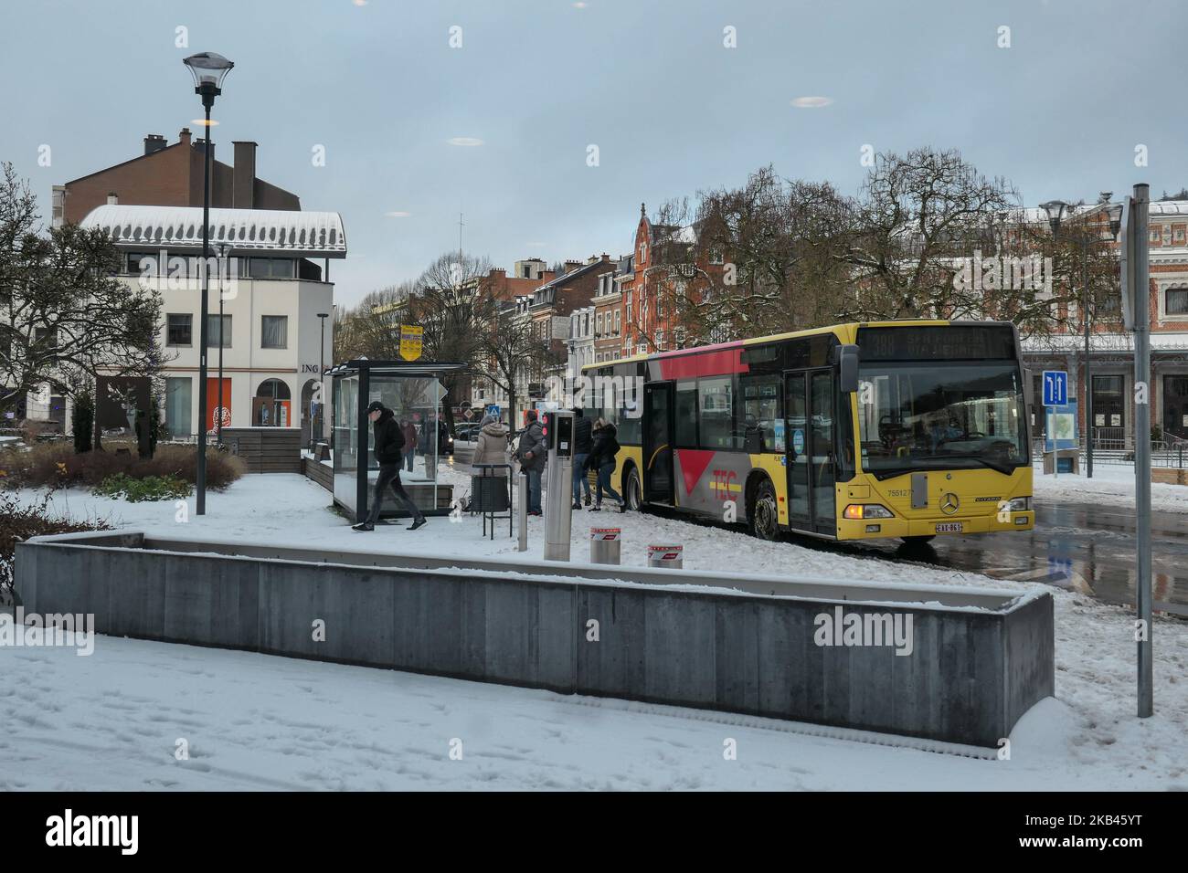 Die schneebedeckte Stadt Spa in Belgien am 16. Dezember 2018. (Foto von Nicolas Economou/NurPhoto) Stockfoto