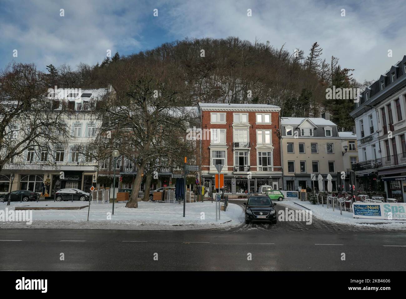 Die schneebedeckte Stadt Spa in Belgien am 16. Dezember 2018. (Foto von Nicolas Economou/NurPhoto) Stockfoto