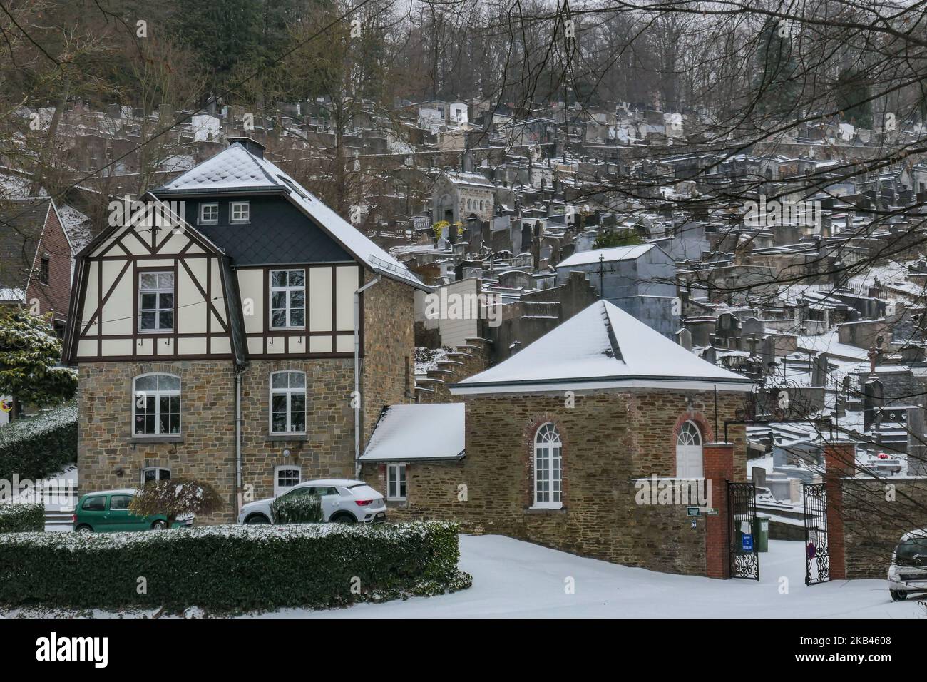 Die schneebedeckte Stadt Spa in Belgien am 16. Dezember 2018. (Foto von Nicolas Economou/NurPhoto) Stockfoto
