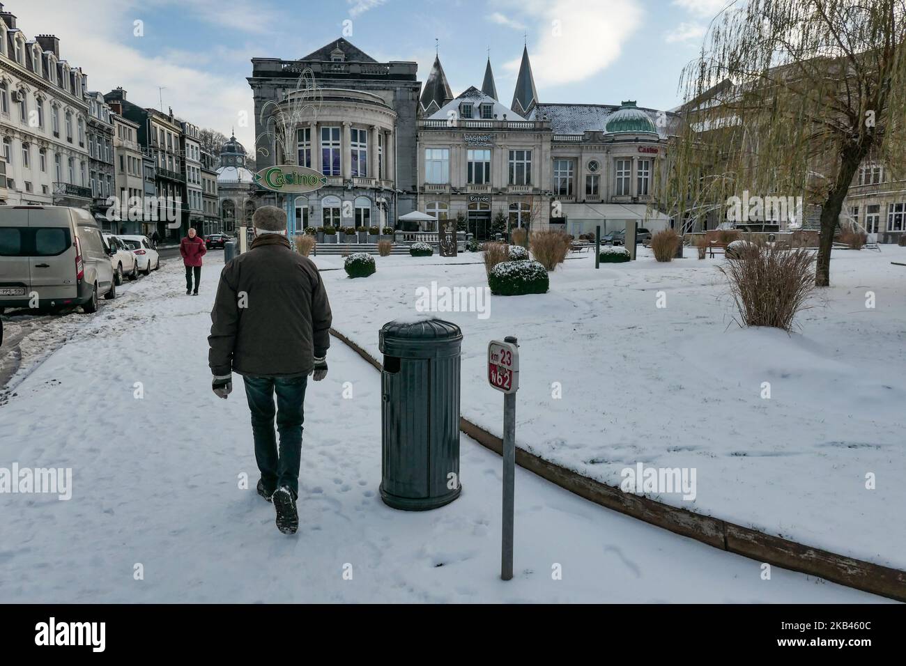 Die schneebedeckte Stadt Spa in Belgien am 16. Dezember 2018. (Foto von Nicolas Economou/NurPhoto) Stockfoto