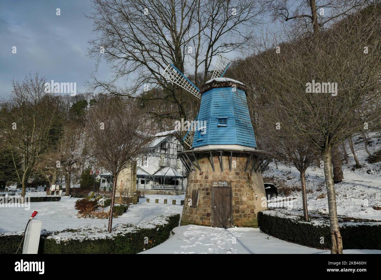 Die schneebedeckte Stadt Spa in Belgien am 16. Dezember 2018. (Foto von Nicolas Economou/NurPhoto) Stockfoto