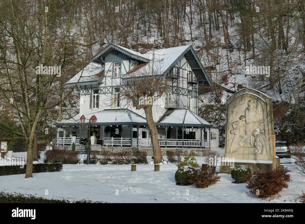 Die schneebedeckte Stadt Spa in Belgien am 16. Dezember 2018. (Foto von Nicolas Economou/NurPhoto) Stockfoto