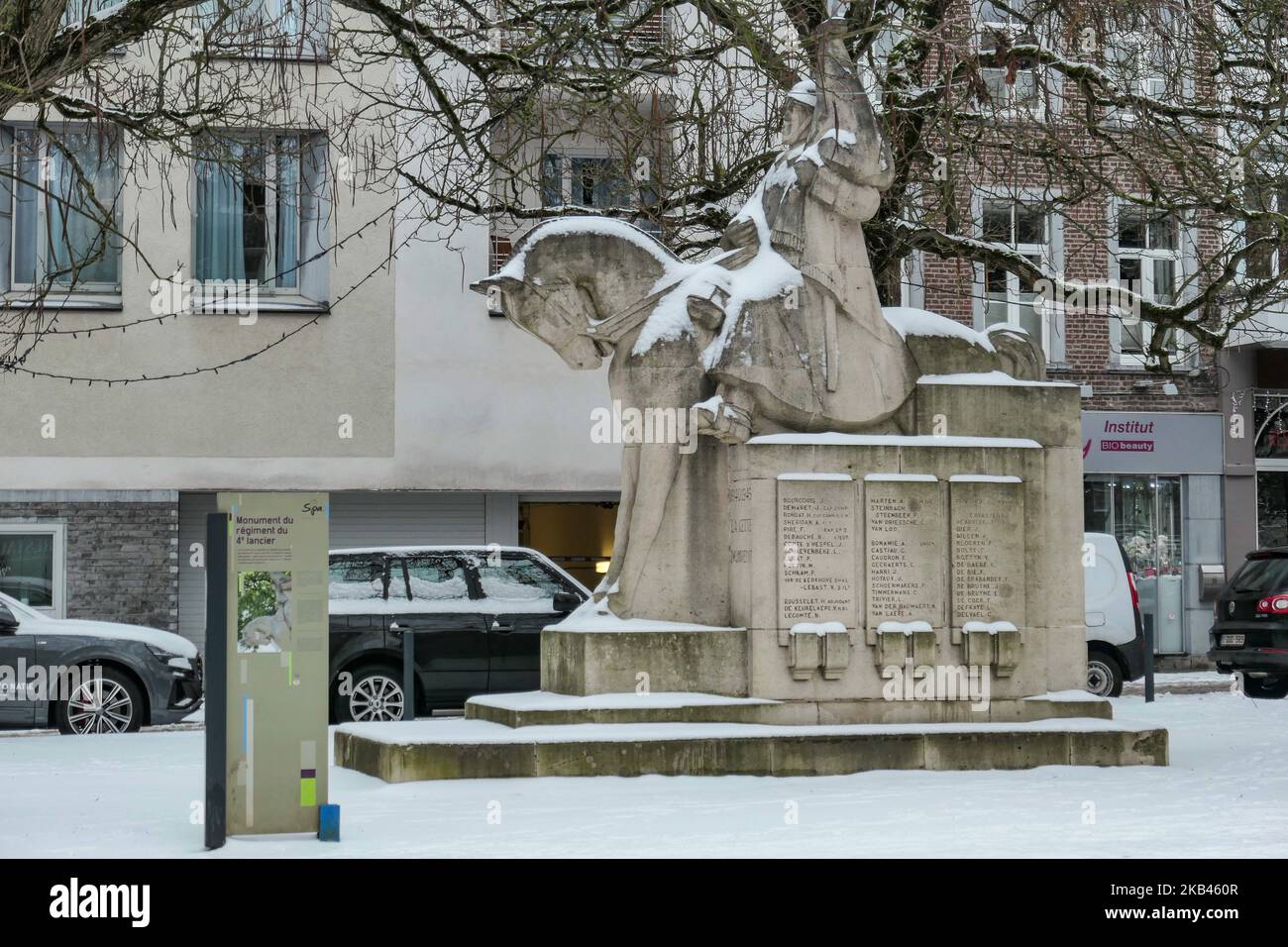 Die schneebedeckte Stadt Spa in Belgien am 16. Dezember 2018. (Foto von Nicolas Economou/NurPhoto) Stockfoto