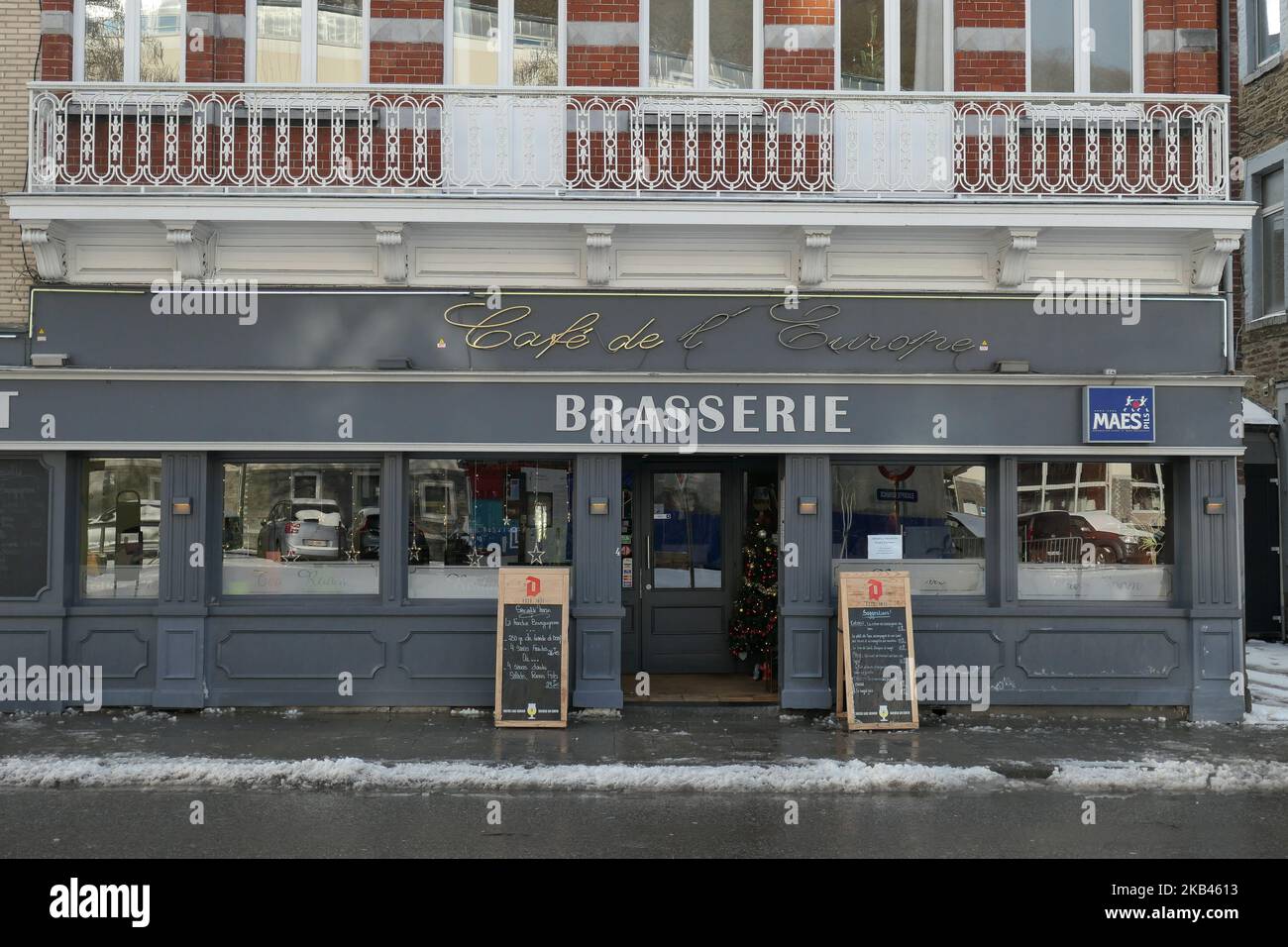 Die schneebedeckte Stadt Spa in Belgien am 16. Dezember 2018. (Foto von Nicolas Economou/NurPhoto) Stockfoto