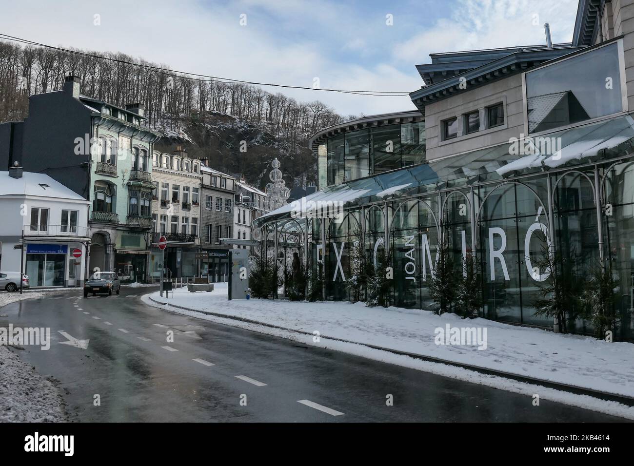 Die schneebedeckte Stadt Spa in Belgien am 16. Dezember 2018. (Foto von Nicolas Economou/NurPhoto) Stockfoto