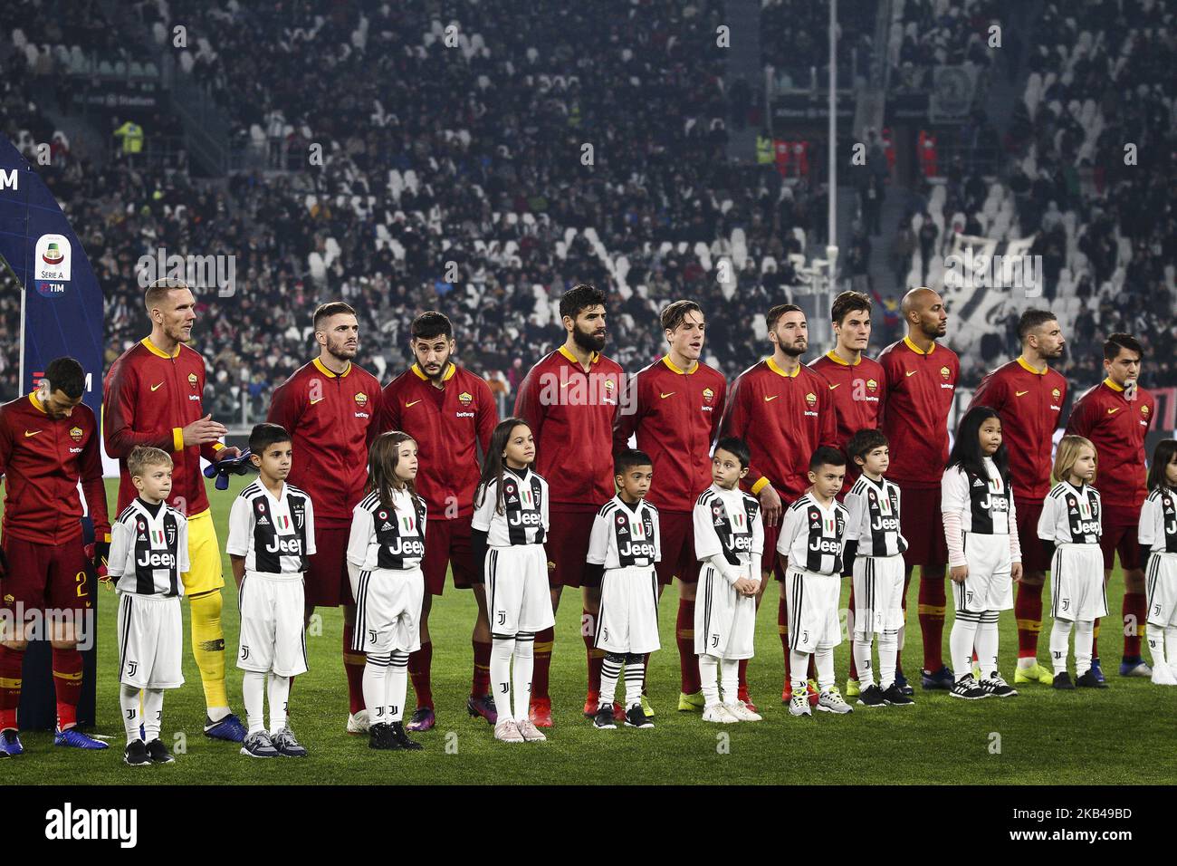 Roma-Team posieren, um vor dem Fußballspiel der Serie A Nr.17 JUVENTUS - ROMA am 22/12/2018 im Allianz-Stadion in Turin, Italien, fotografiert zu werden.(Foto: Matteo Bottanelli/NurPhoto) Stockfoto