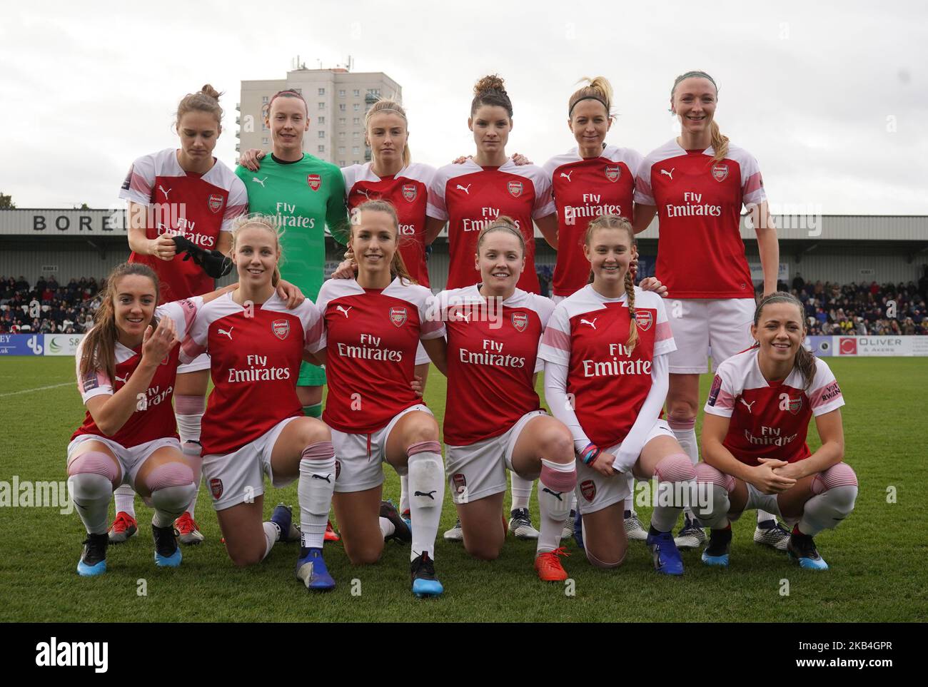 BOREHAMWOOD, ENGLAND, 13.. Januar Arsenal Team während des Fußballspiels der FA Women's Super League zwischen Arsenal Women und Chelsea Women im Meadow Park am 13.. Januar in Borehamwood, England. (Foto von Action Foto Sport/NurPhoto) Stockfoto