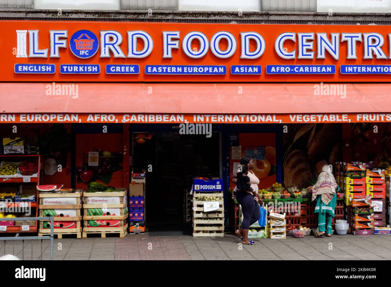 Ilford Food Centre Grocery Store, Ilford, London, England Großbritannien Stockfoto