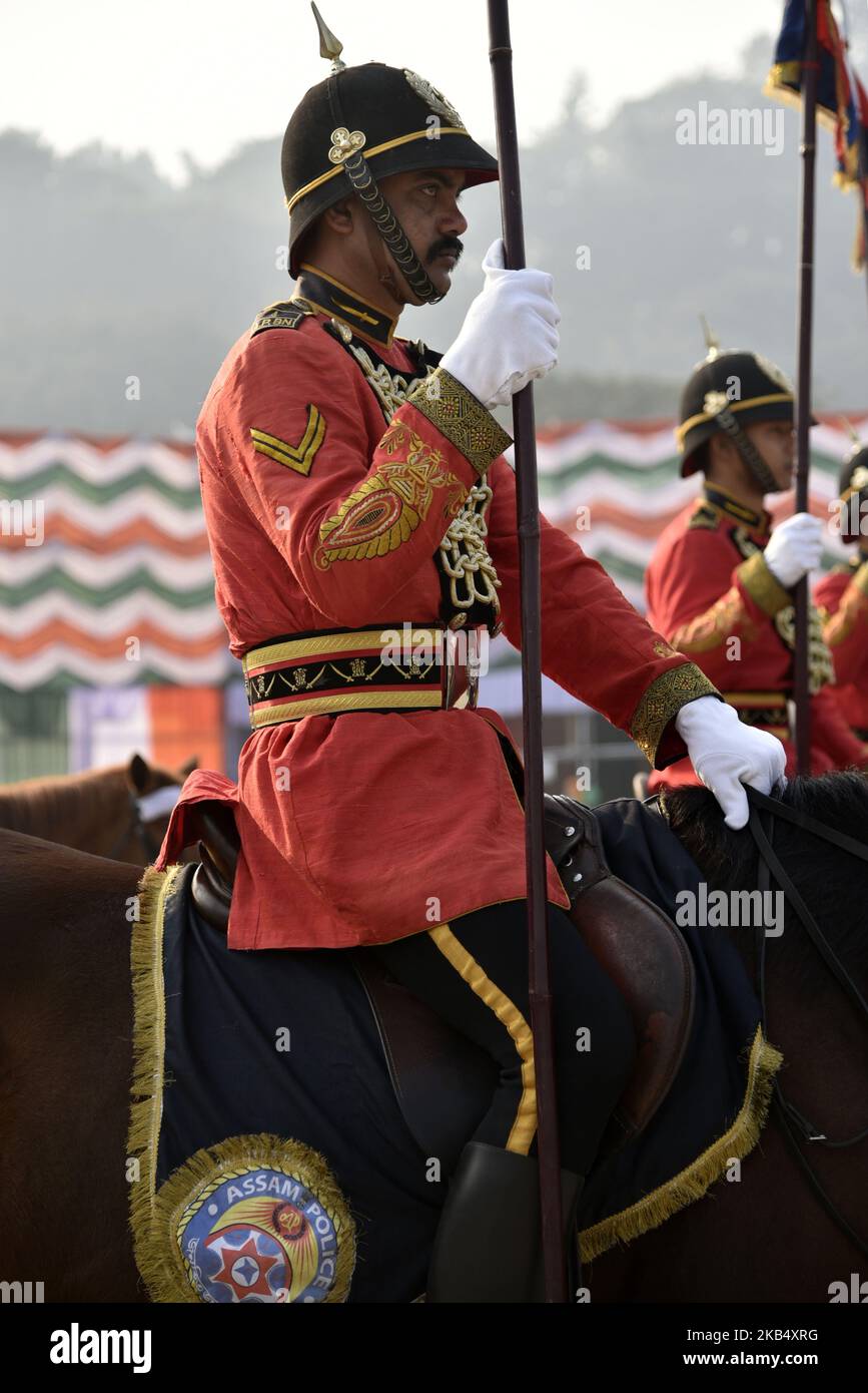 Parade der berittenen Pferde während der Feier zum Tag der Republik 70. im Veterinärbereich in Khanapara, Guwahati, Assam, Indien, am Samstag, den 26. Januar, 2019. (Foto von David Talukdar/NurPhoto) Stockfoto