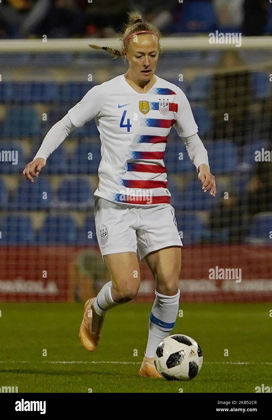 Becky Sauerbrunn aus den Vereinigten Staaten während des Vorspiels vor dem Internationalen Frauenfußballspiel zwischen Spanien und den Vereinigten Staaten im Estadio Jose Rico Perez am 22.. Januar in Alicante, Spanien. (Foto von Action Foto Sport/NurPhoto) Stockfoto
