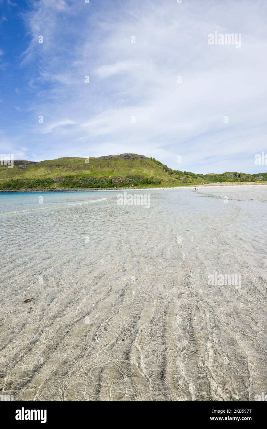 Calgary Bay Mull, Schottland. Westseite von Mull und berühmt für Masseneinwanderung in die USA von hier aus Stockfoto