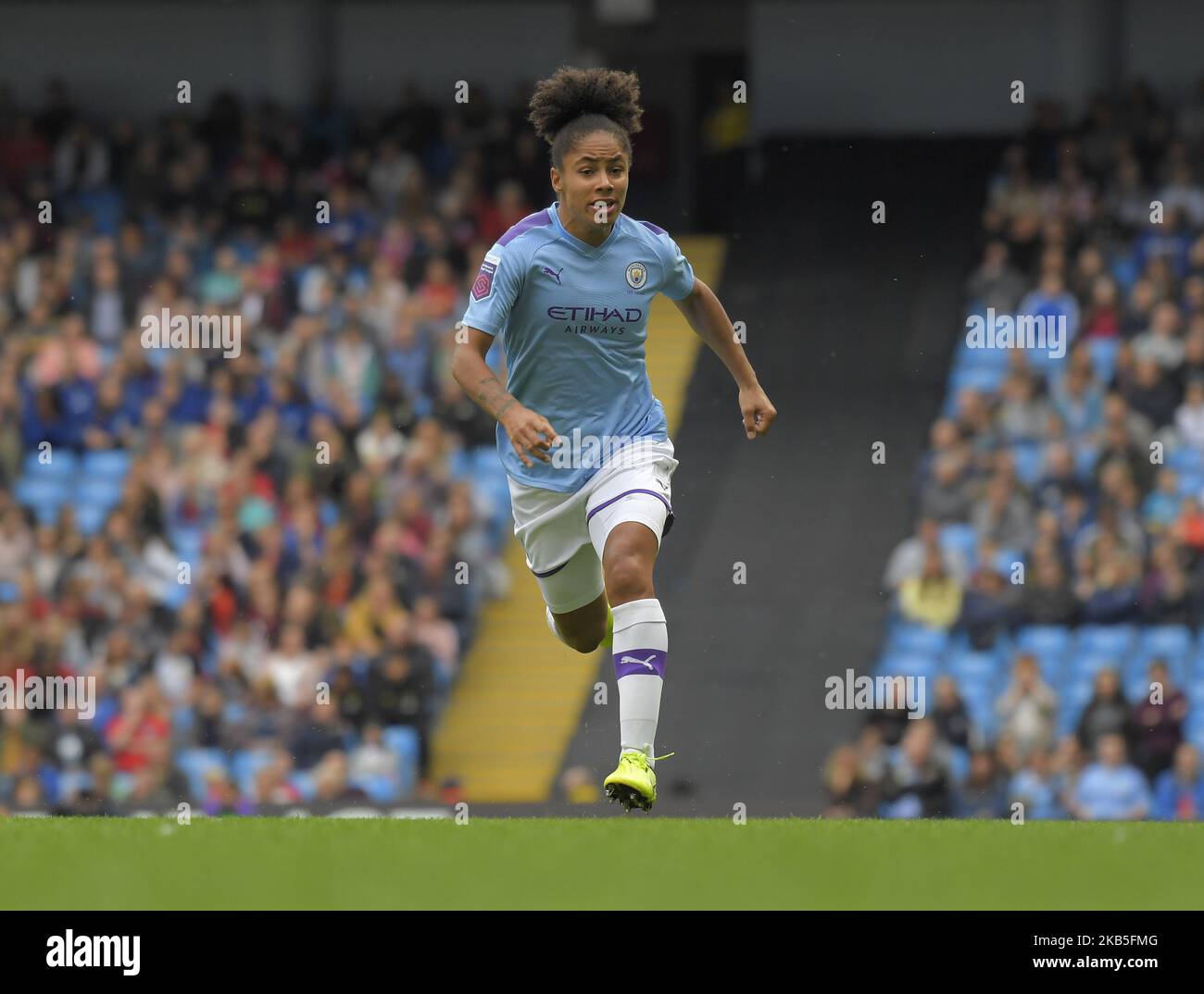 Demi Stokes (Manchester City) während des Spiels der englischen FA Women's Super League zwischen Manchester City und Manchester United im City of Manchester Stadium, Manchester England am 07. September 2019. (Foto von Action Foto Sport/NurPhoto) Stockfoto