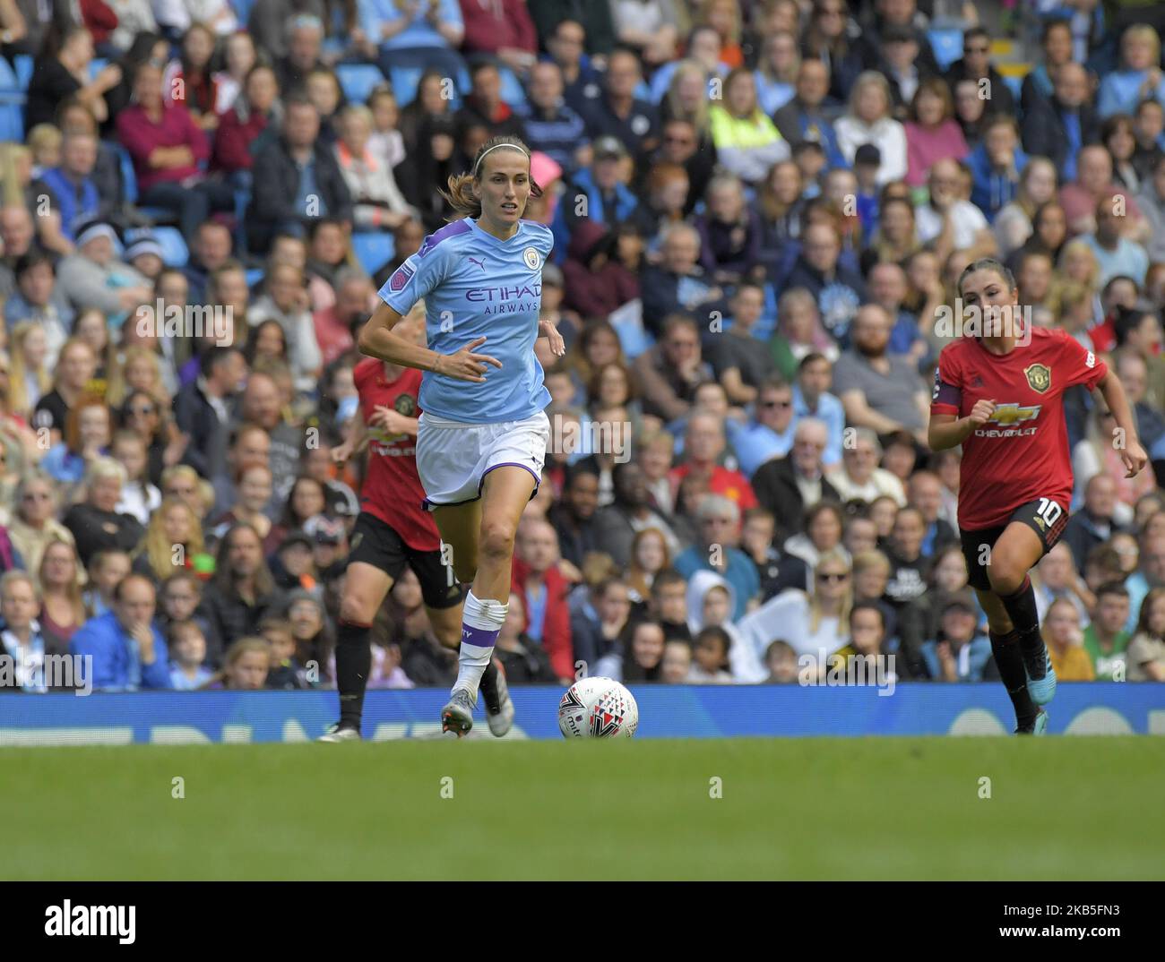 Jill Scott (Manchester City) während des Spiels der englischen FA Women's Super League zwischen Manchester City und Manchester United im City of Manchester Stadium, Manchester England am 07. September 2019. (Foto von Action Foto Sport/NurPhoto) Stockfoto