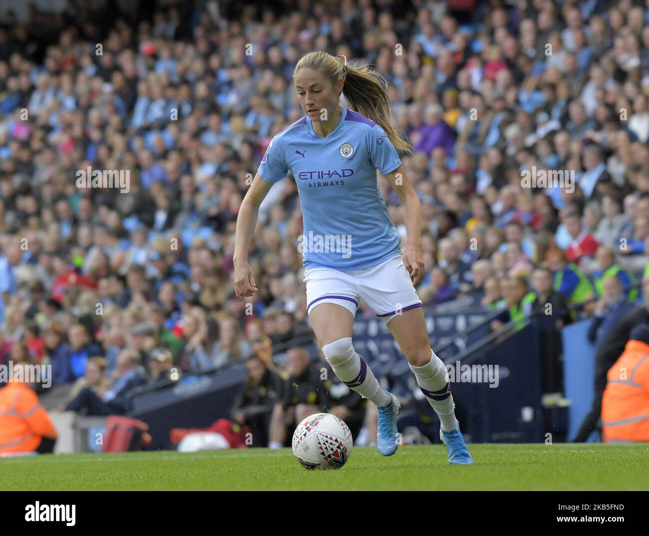 Janine beckie (Manchester City) während des Spiels der englischen FA Women's Super League zwischen Manchester City und Manchester United im City of Manchester Stadium, Manchester England am 07. September 2019. (Foto von Action Foto Sport/NurPhoto) Stockfoto