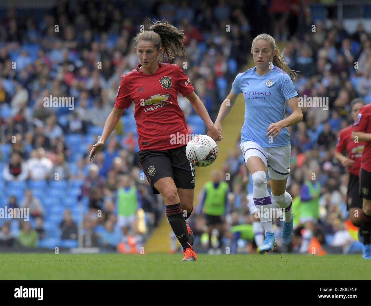 Abbie McManus (Manchester United) während des Spiels der englischen FA Women's Super League zwischen Manchester City und Manchester United im City of Manchester Stadium, Manchester England am 07. September 2019. (Foto von Action Foto Sport/NurPhoto) Stockfoto