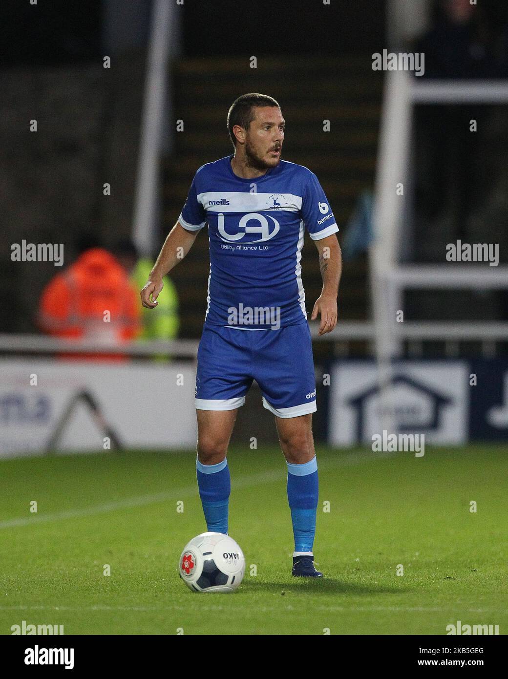 Liam Noble von Hartlepool United während des Vanarama National League-Spiels zwischen Hartlepool United und Woking im Victoria Park, Hartlepool, am Samstag, 7.. September 2019. (Foto von Mark Fletcher/MI News/NurPhoto) Stockfoto