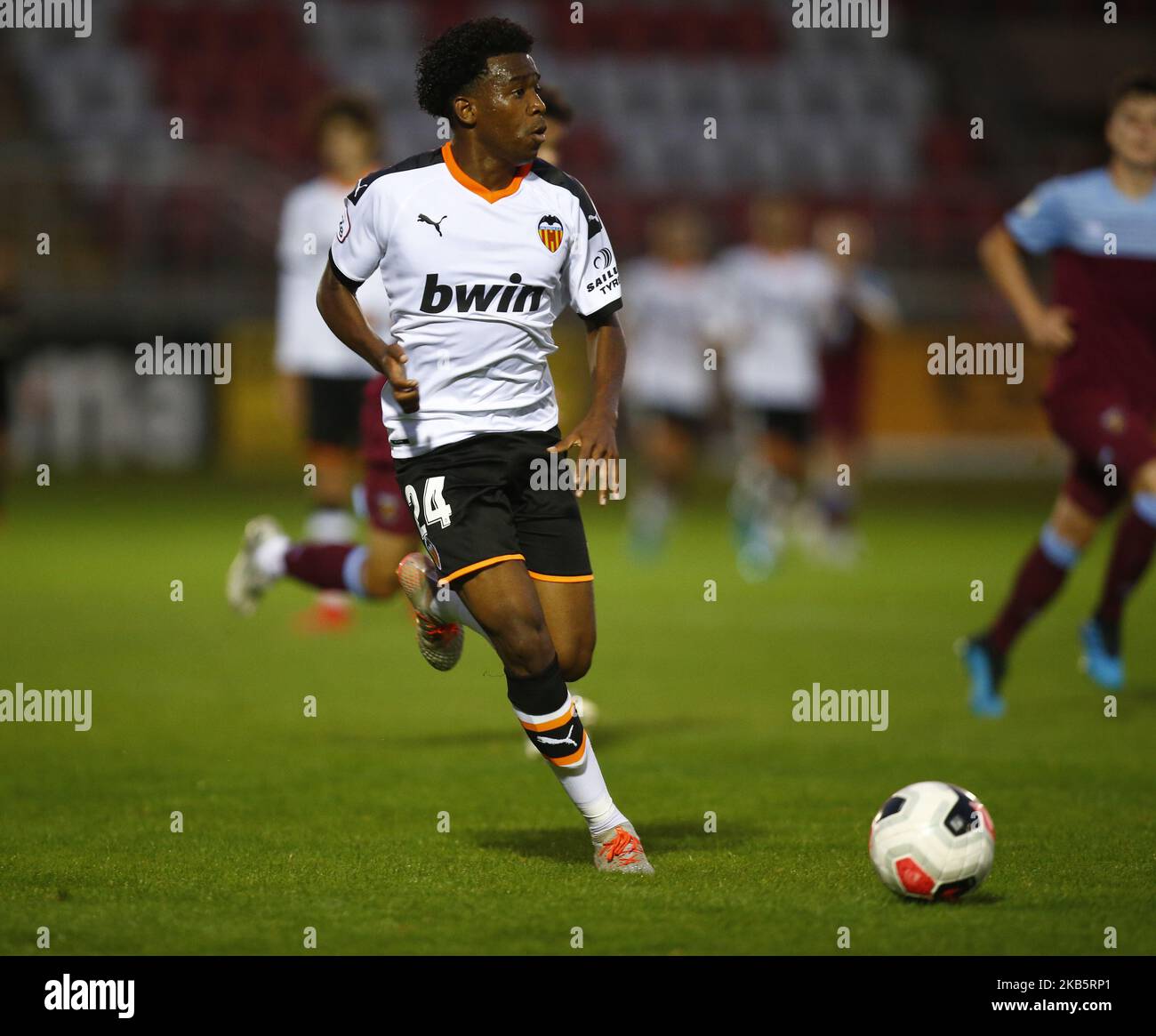 Noha Ndombassi von Valencia B beim Premier League International Cup Spiel zwischen West Ham United und Valencia 'B' am 11. September 2019 im Chigwell Construction Stadium in Dagenham, England (Foto by Action Foto Sport/NurPhoto) Stockfoto