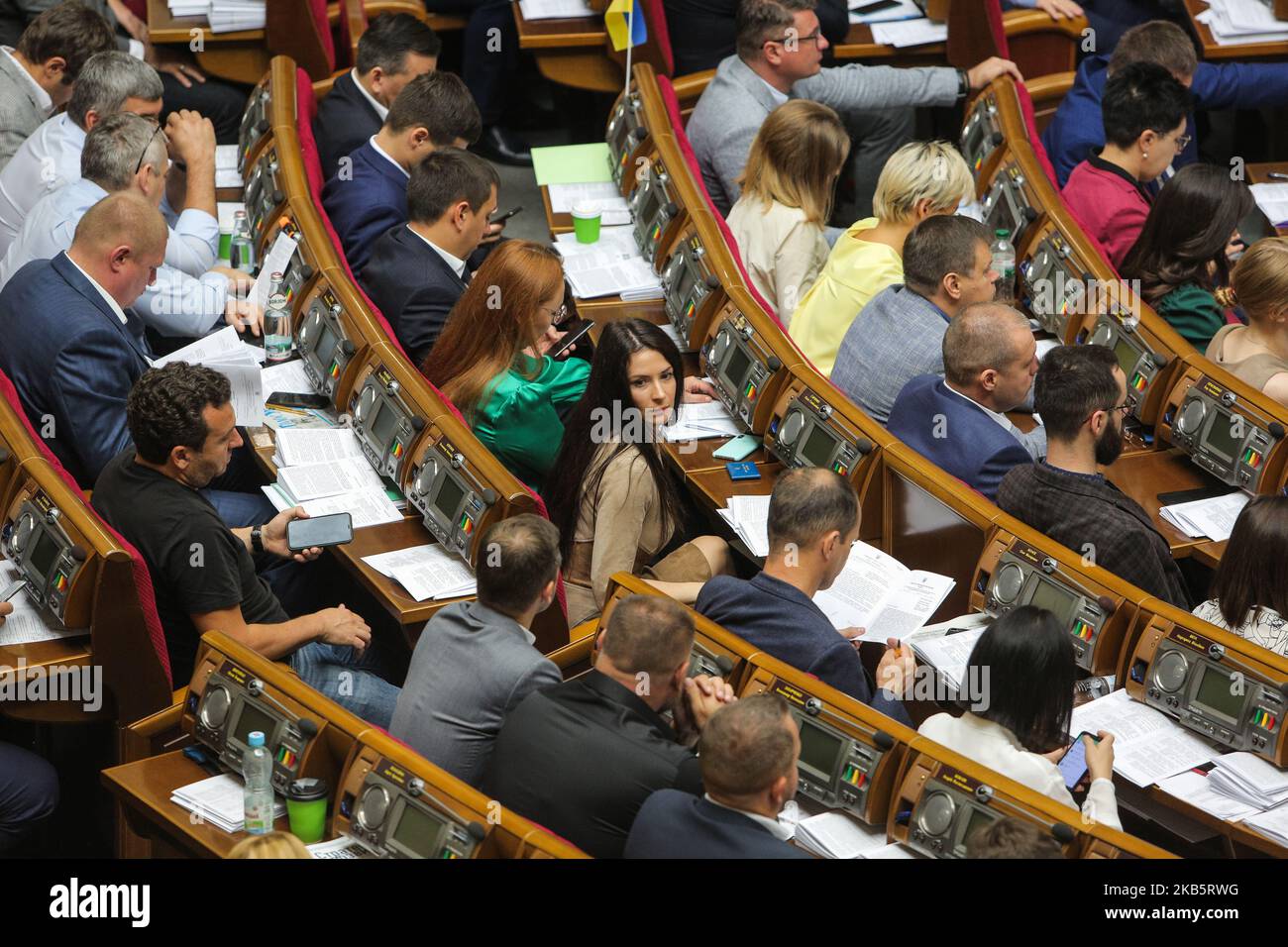 Das Treffen des Parlaments in Kiew, Ukraine, 12. September 2019. Die parlamentarische Mehrheit hat von Beginn des neu gewählten Parlaments an zum ersten Mal nicht gestimmt. (Foto von Sergii Chartschenko/NurPhoto) Stockfoto