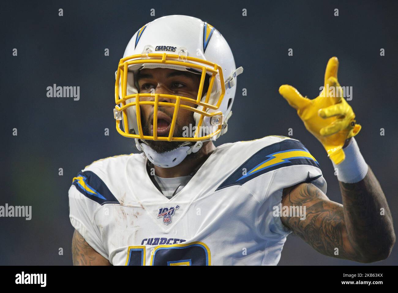 Keenan Allen (13) wird während der ersten Hälfte eines NFL-Fußballspiels gegen die Los Angeles Chargers in Detroit, Michigan, USA, am Sonntag, 15. September 2019, gesehen (Foto: Jorge Lemus/NurPhoto) Stockfoto