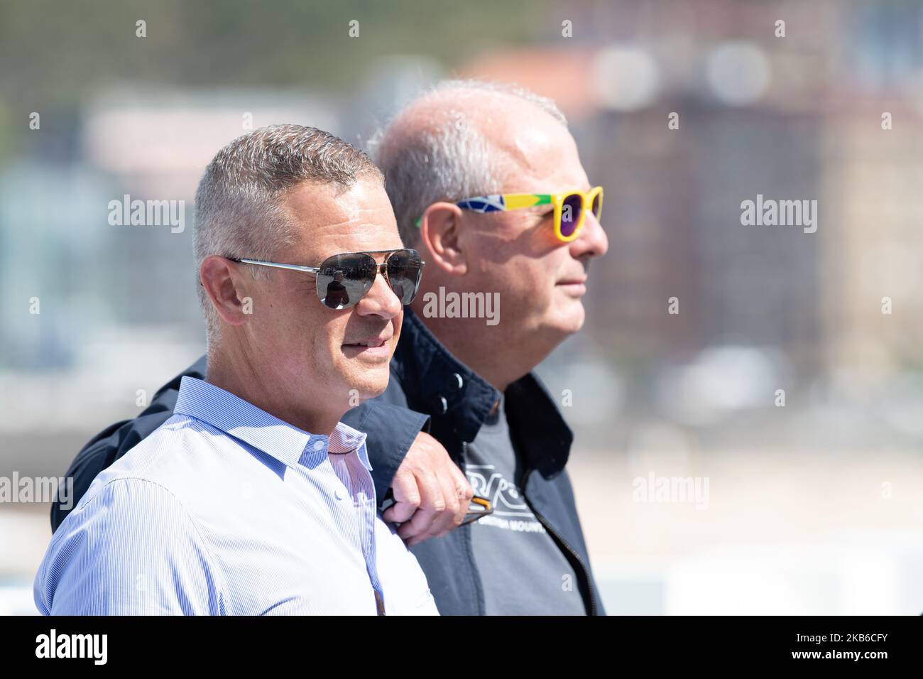 (L-R) David Bernardi und Roger Michell ’Blackbird’ Photocall beim 67. San Sebastian Film Festival in San Sebastian, Spanien, am 20. September 2019. (Foto von Manuel Romano/NurPhoto) Stockfoto