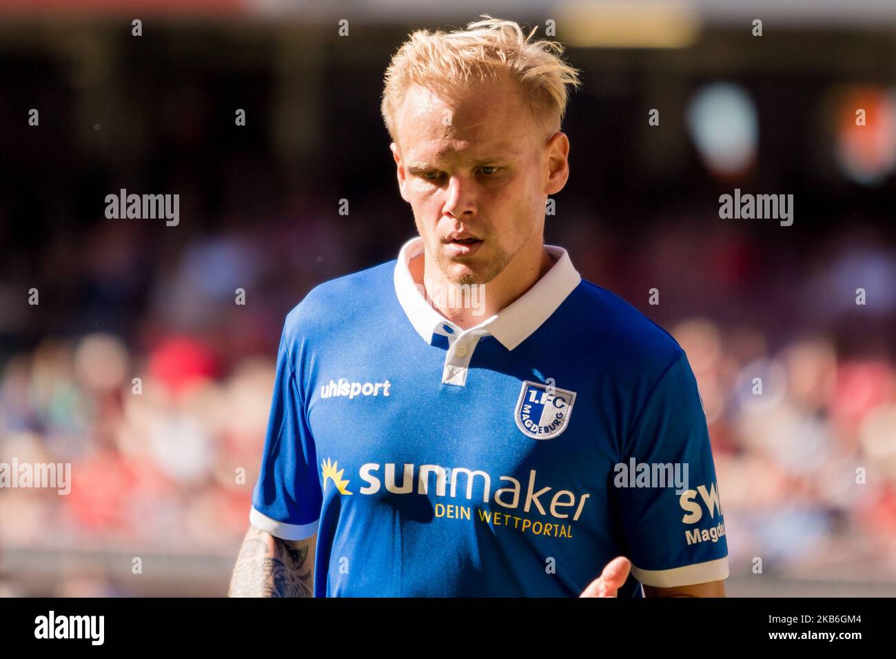 Sören Bertram von 1. FC Magdeburg während des 3. Bundesliga-Spiel zwischen 1. FC Kaiserslautern und 1. FC Magdeburg im Fritz-Walter-Stadion am 21. September 2019 in Kaiserslautern. (Foto von Peter Niedung/NurPhoto) Stockfoto