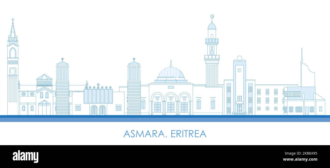 Skizzieren Skyline Panorama der Stadt Asmara, Eritrea - Vektor-Illustration Stock Vektor