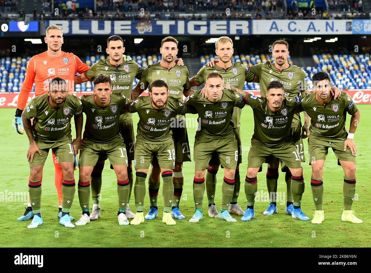 Cagliari Calcio Team während des Tim-Spiels der Serie A zwischen SSC Napoli und Cagliari Calcio im Stadio San Paolo Neapel Italien am 25. September 2019. (Foto Franco Romano) Stockfoto