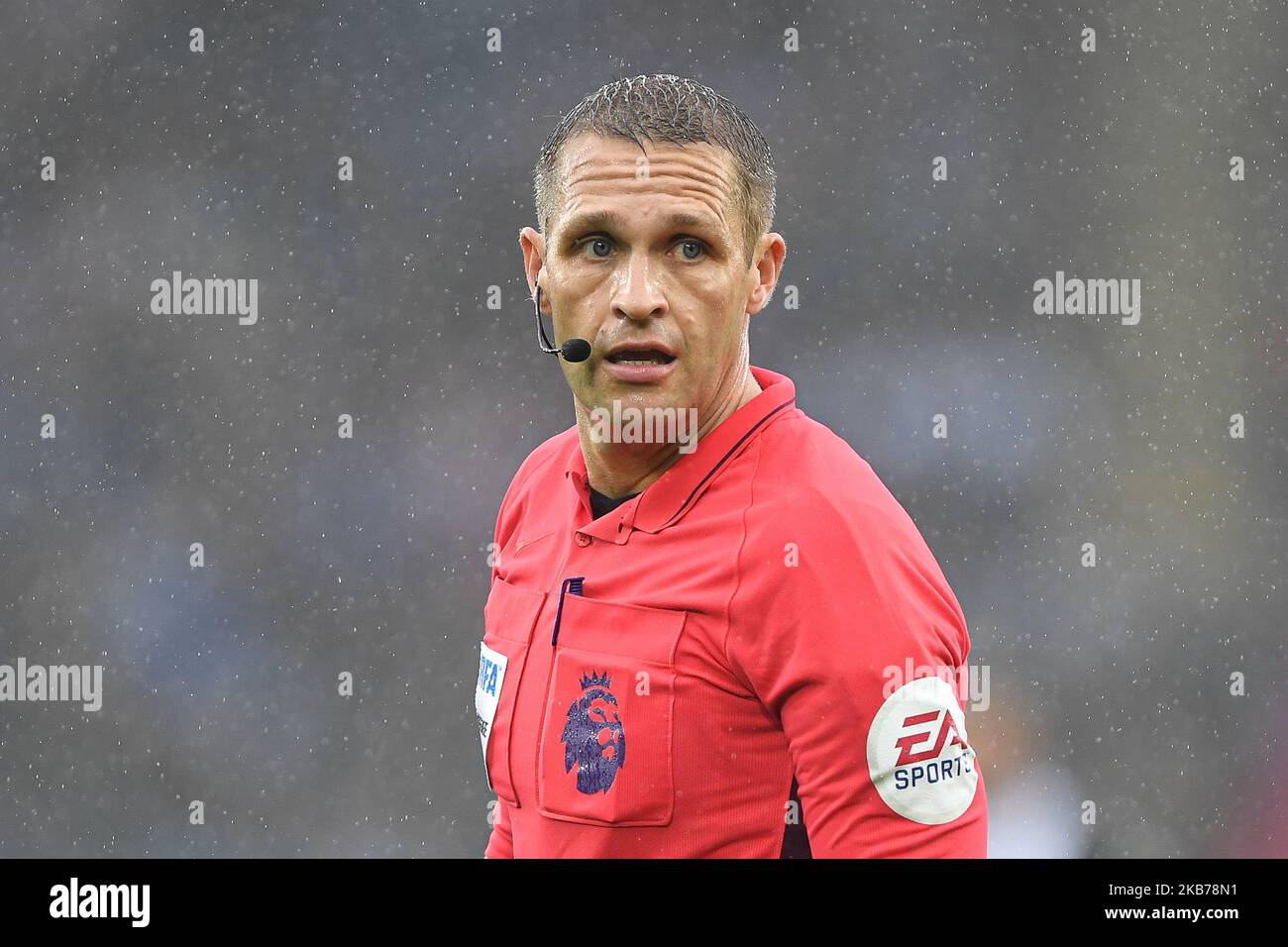 Schiedsrichter Craig Pawson während des Premier League-Spiels zwischen Leicester City und Newcastle United im King Power Stadium, Leicester, am Sonntag, 29.. September 2019. (Foto von Jon Hobley/MI News/NurPhoto) Stockfoto