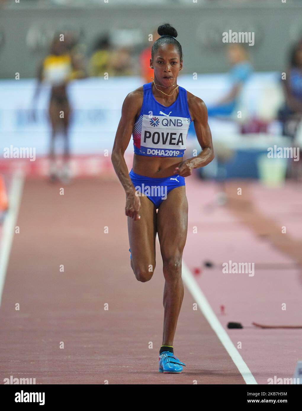 !! Am 3. Oktober 2019 im Khalifa-Stadion in Doha, Katar, im Heptathlon für Frauen bei den IAAF-Leichtathletik-Weltmeisterschaften 17.. (Foto von Ulrik Pedersen/NurPhoto) Stockfoto