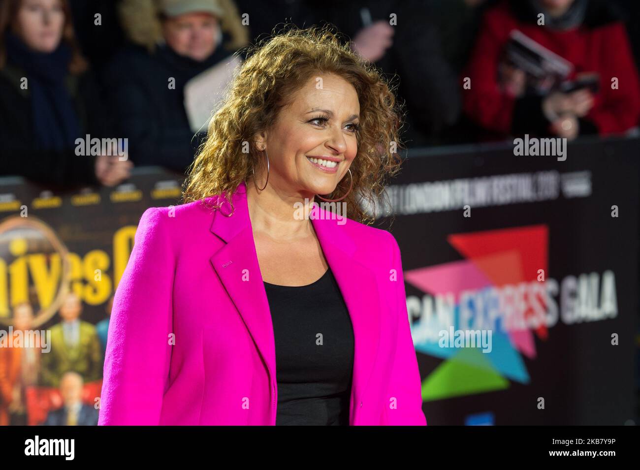 Nadia Sawalha nimmt an der europäischen Filmpremiere von „Knives Out“ im Odeon Luxe, Leicester Square, Teil, während der American Express Gala des BFI London Film Festival 63. am 08. Oktober 2019 in London, England. (Foto von Wiktor Szymanowicz/NurPhoto) Stockfoto