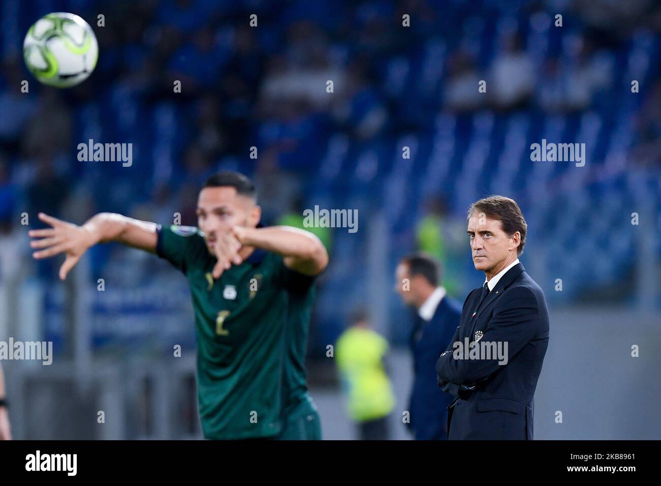 Roberto Mancini Cheftrainer Italiens beim Spiel der Europäischen Qualifikationgruppe J zwischen Italien und Griechenland im Stadio Olimpico, Rom, Italien, am 12. Oktober 2019. (Foto von Giuseppe Maffia/NurPhoto) Stockfoto