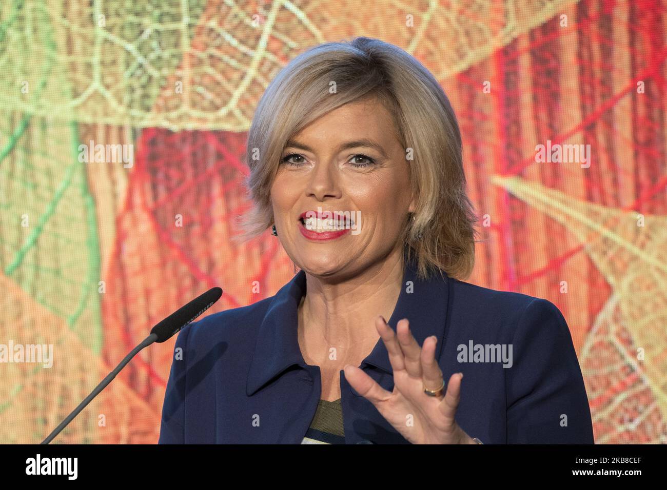 Die Bundesministerin für Ernährung und Landwirtschaft Julia Kloeckner spricht am 15. Oktober 2019 während des Politischen Erntefestes 2019 in Berlin. (Foto von Emmanuele Contini/NurPhoto) Stockfoto