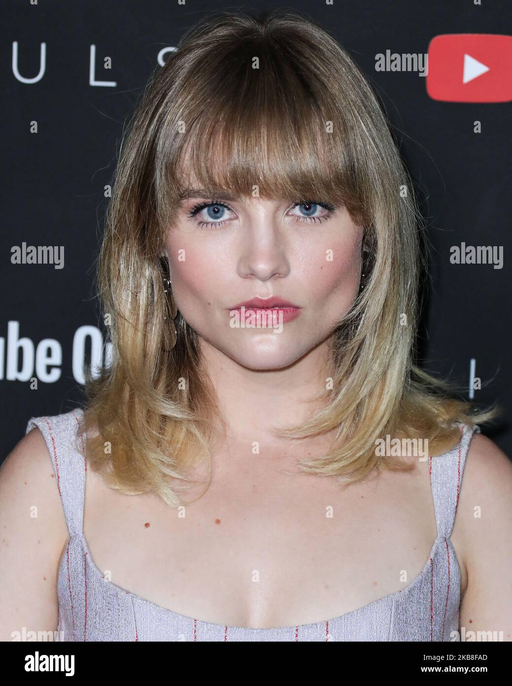 WEST HOLLYWOOD, LOS ANGELES, KALIFORNIEN, USA - 15. OKTOBER: Die Schauspielerin Maddie Hasson kommt bei der Los Angeles Special Screening von YouTube Originals 'Impulse'-Saison 2 an, die am 15. Oktober 2019 in den San Vicente Bungalows in West Hollywood, Los Angeles, Kalifornien, USA, stattfand. (Foto von Xavier Collin/Image Press Agency/NurPhoto) Stockfoto