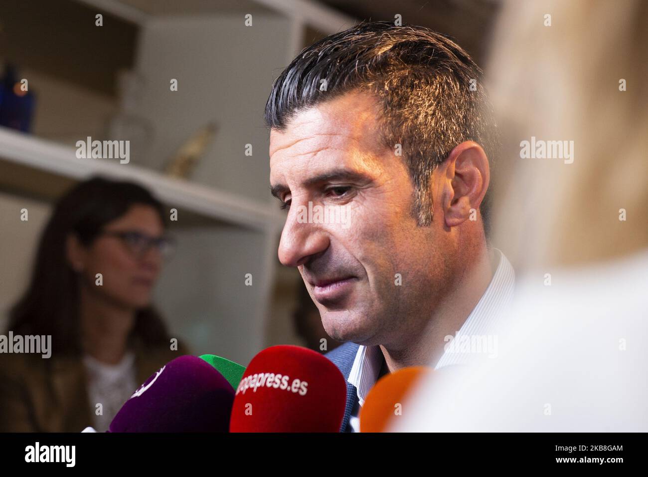 Luis Figo präsentiert am 17. Oktober 2019 in Madrid, Spanien, eine neue Cortefiel-Kampagne in Los Gallos. (Foto von Oscar Gonzalez/NurPhoto) Stockfoto