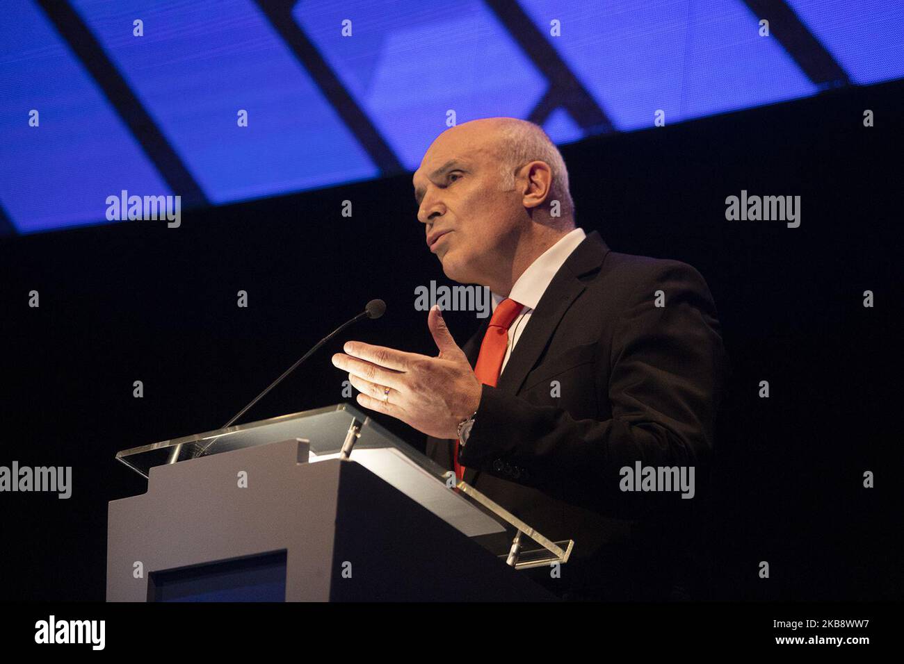 Jose Luis Espert spricht am Sonntag, den 20. Oktober 2019, während einer Präsidentschaftskandidaten-Debatte in Buenos Aires, Argentinien. (Foto von MatÃ­as Baglietto/NurPhoto) Stockfoto