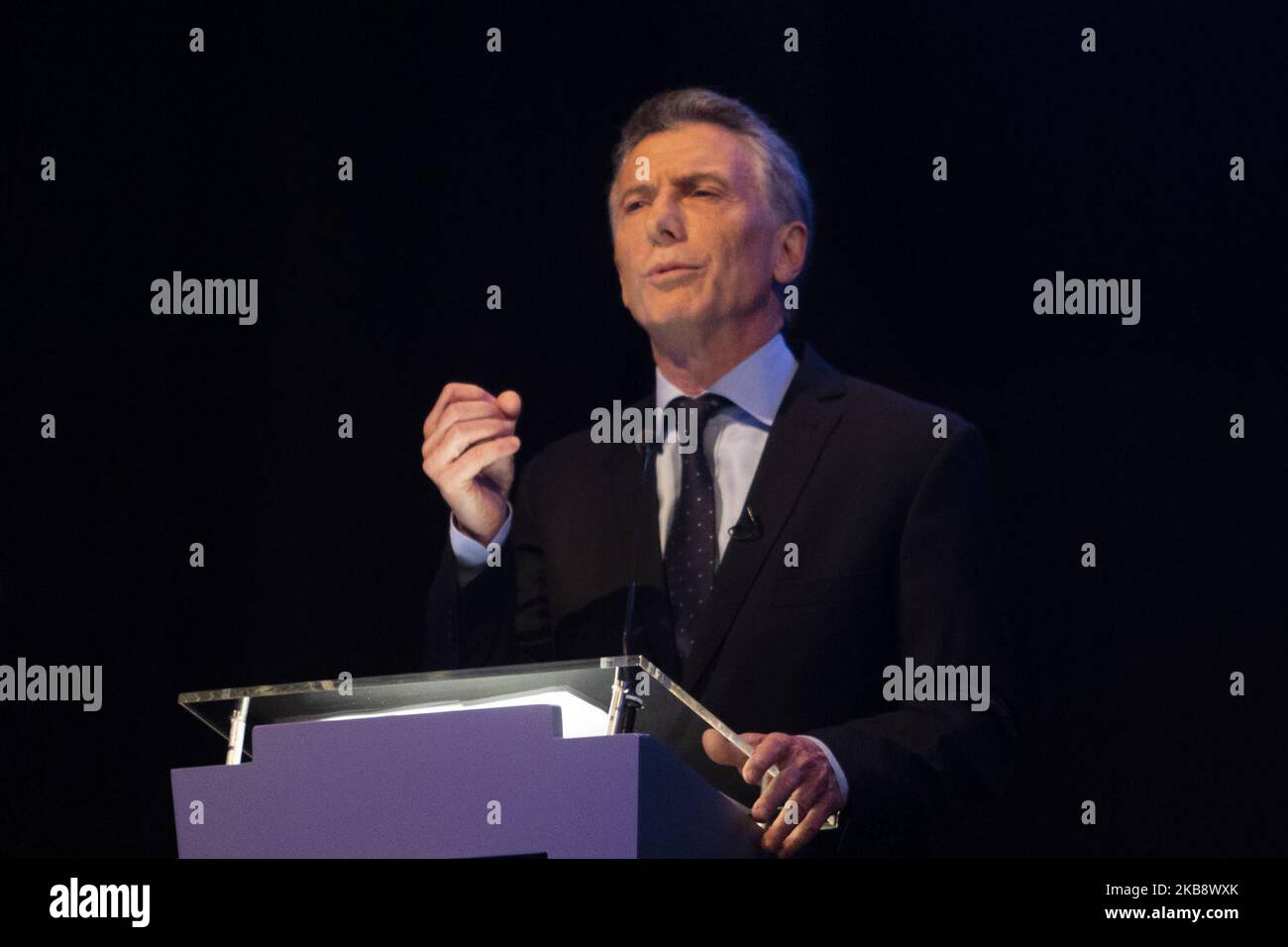Mauricio MCRI spricht am Sonntag, den 20. Oktober 2019, während einer Präsidentschaftskandidaten-Debatte in Buenos Aires, Argentinien. (Foto von Matías Baglietto/NurPhoto) Stockfoto