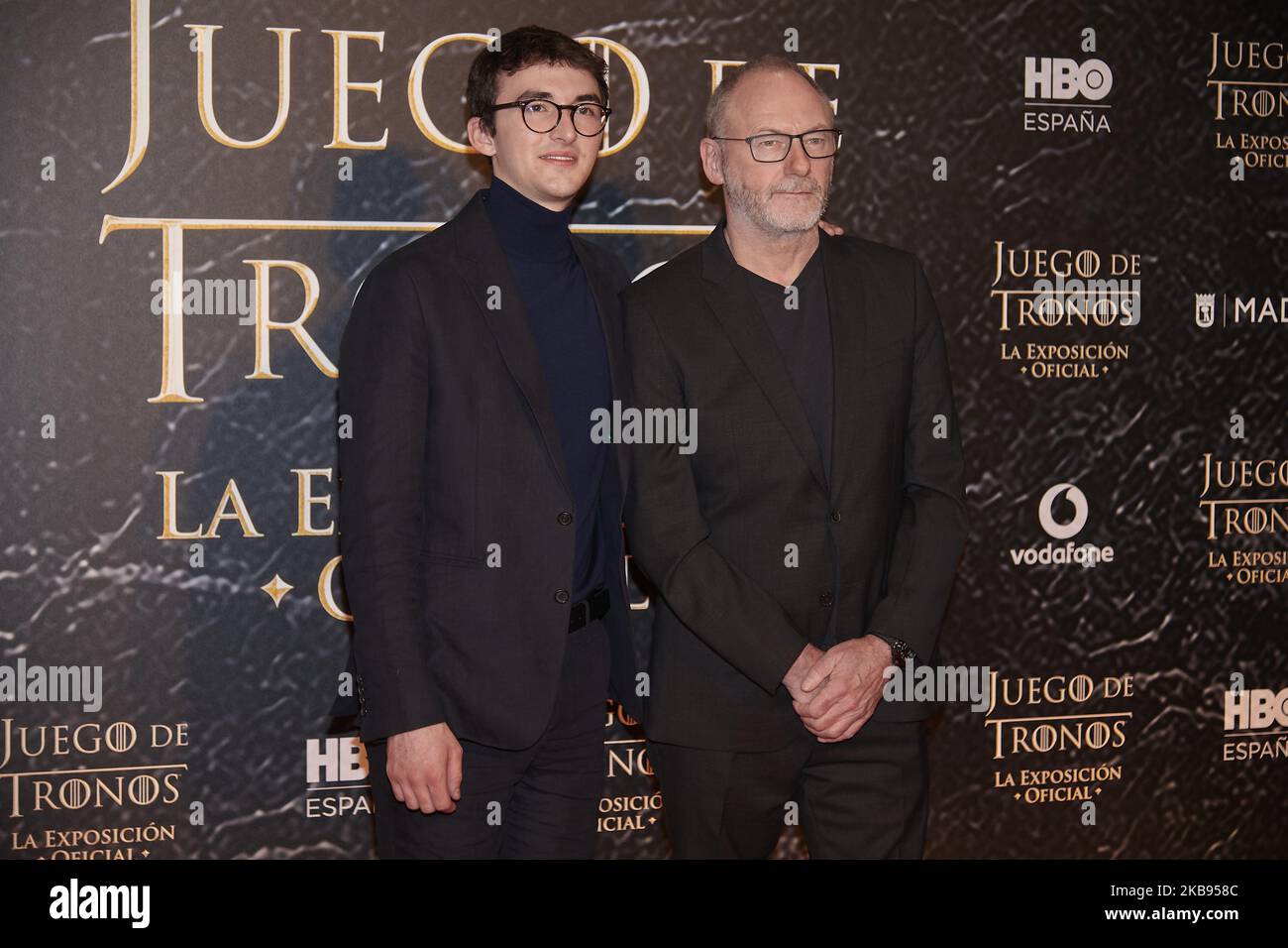 Isaac Hempstead-Wright, Liam Cunningham nimmt am 24. Oktober 2019 an der Fotoausstellung „Game of Thrones the Exhibition“ in Ifema in Madrid, Spanien Teil (Foto: Carlos Dafonte/NurPhoto) Stockfoto