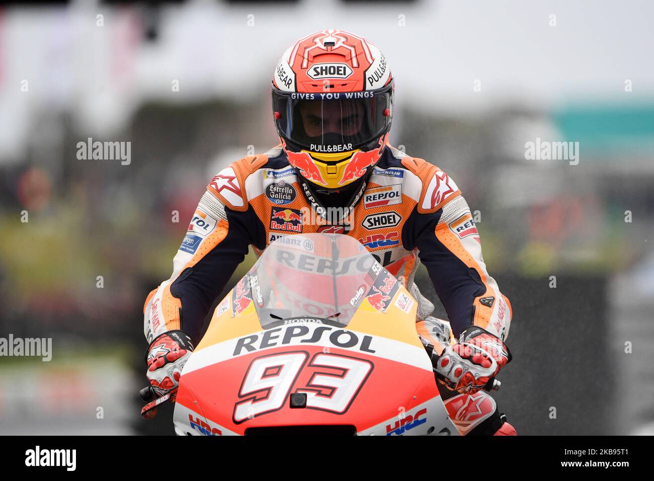 Marc Marquez aus Spanien fährt das Repsol Honda Team Bike während des Trainings für den australischen MotoGP auf dem Phillip Island Grand Prix Circuit am 25. Oktober 2019 in Phillip Island, Australien (Foto von Morgan Hancock/NurPhoto) Stockfoto