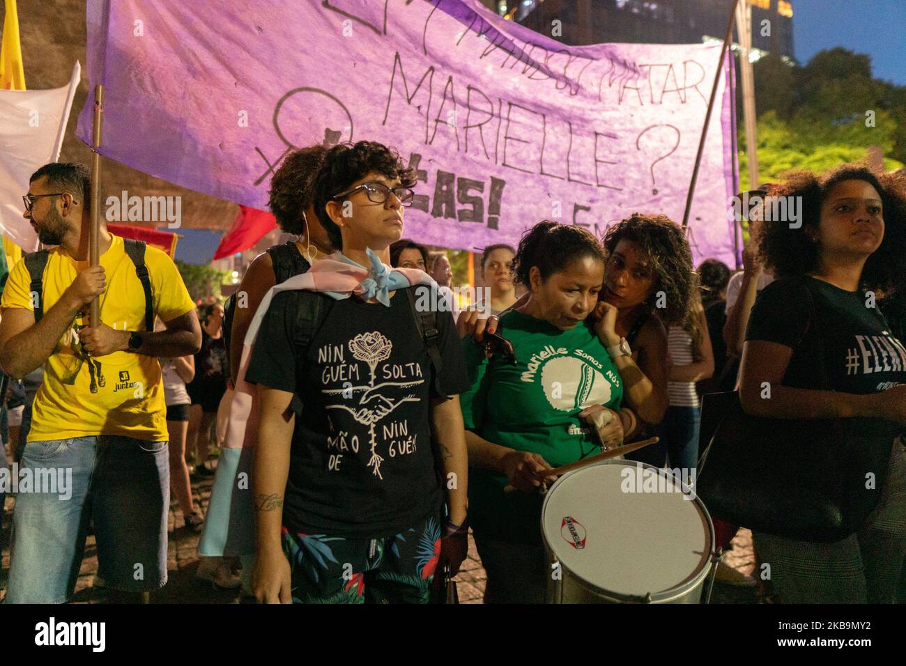 Protest gegen „Wer hat den Mord an Marielle Franco und Anderson angeordnet?“ In Paulista Avenue, São Paulo, Brasilien 31. Oktober 2019. (Filmmaterial von Filam Beltrame/NurPhoto) Stockfoto