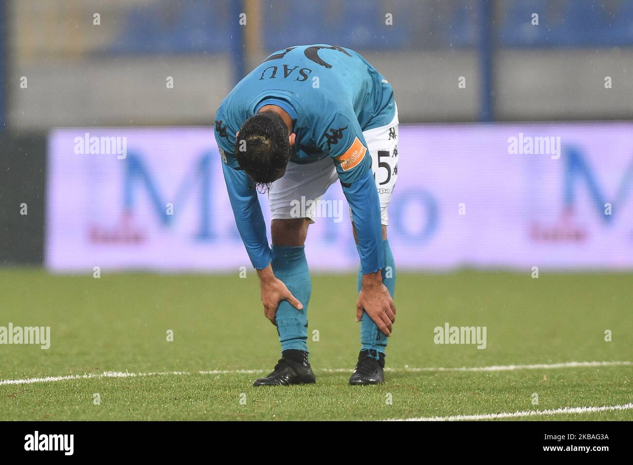 Marco Sau von Benevento Calcio enttäuschte am 9. November 2019 beim Spiel der Serie B zwischen Juve Stabia und Benevento Calcio im Stadio Romeo Menti Castellammare di Stabia Italien. (Foto von Franco Romano/NurPhoto) Stockfoto