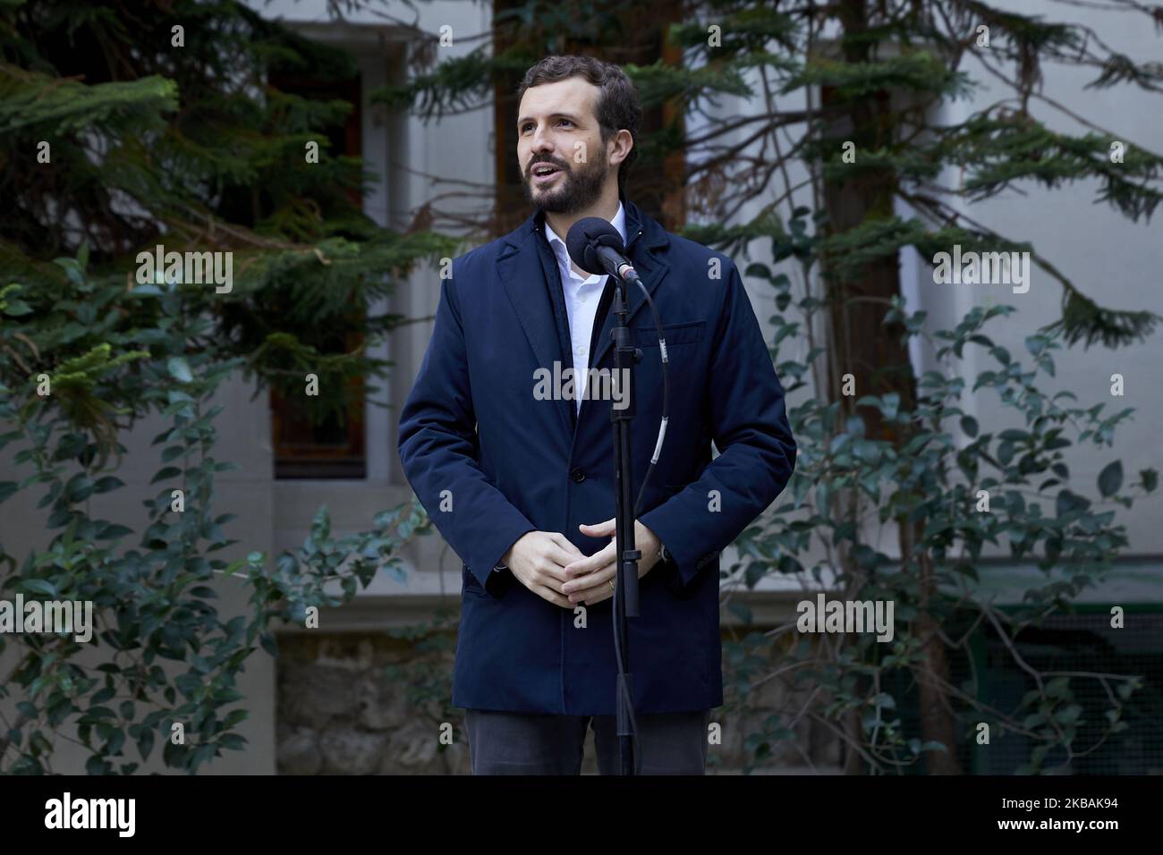 Pablo Casado während der Abstimmung des Partido Popular-Führers Pablo Casado an der Nuestra Senora del Pilar Schule in Madrid, Spanien. 10. November 2019. (Foto von A. Ware/NurPhoto) Stockfoto