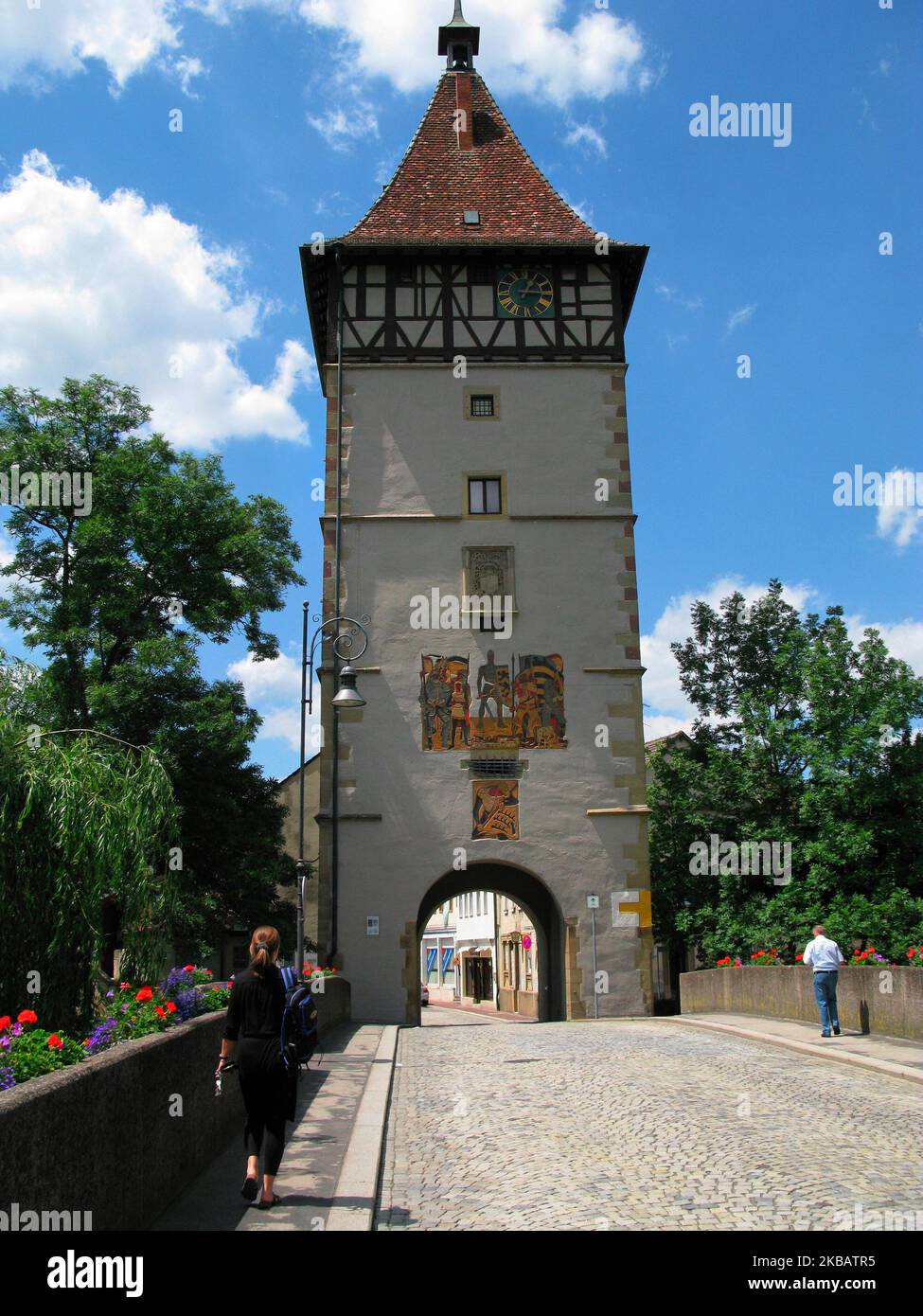 Turm des Beinsteinertors das einzige noch erhaltene mittelalterliche Stadttor von Waiblingen, Baden-Württemberg, Deutschland Stockfoto