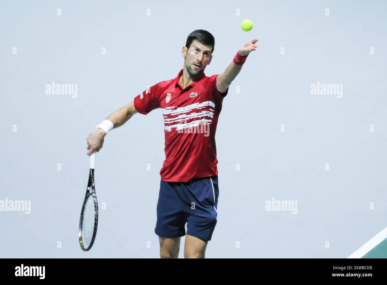 Novak Dokovic von Serbisch in Aktion am 5. Tag des Davis Cup 2019 in La Caja Magica am 22. November 2019 in Madrid, Spanien (Foto von Oscar Gonzalez/NurPhoto) Stockfoto