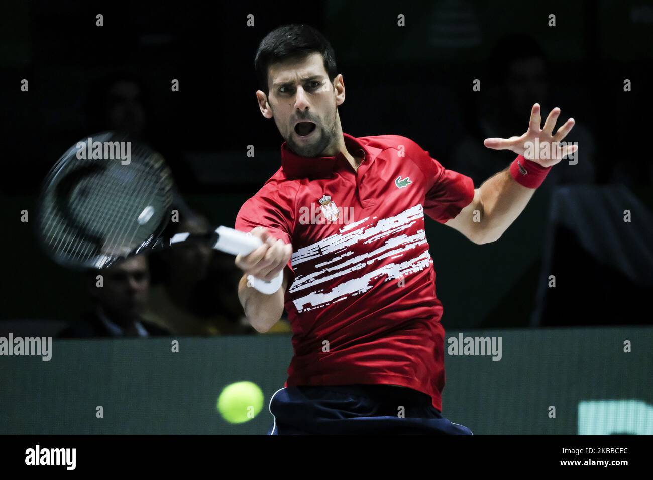 Novak Dokovic von Serbisch in Aktion am 5. Tag des Davis Cup 2019 in La Caja Magica am 22. November 2019 in Madrid, Spanien (Foto von Oscar Gonzalez/NurPhoto) Stockfoto