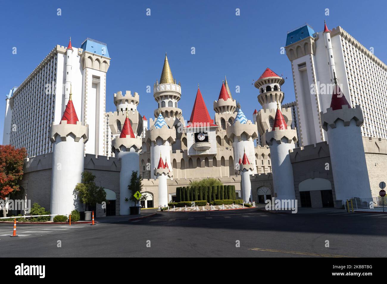 Außenansicht des Excalibur Hotels und Casinos, das am 11. November 2019 ein mittelalterliches Schloss in Las Vegas, USA, nachbildet (Foto: Joaquin Gomez Sastre/NurPhoto) Stockfoto